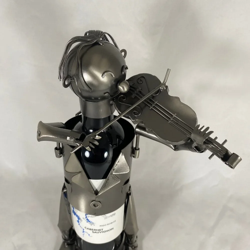Violinist Metal Wine Bottle Holder